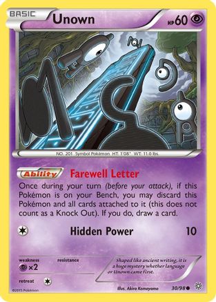 Unown (30) [XY - Ancient Origins] Reverse Holofoil