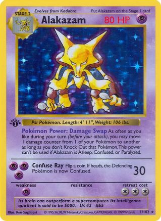 Alakazam (1) [Base Set (Shadowless)] 1st Edition Holofoil