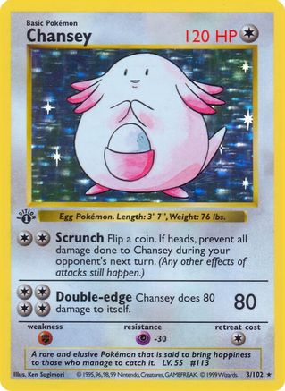 Chansey (3) [Base Set (Shadowless)] Unlimited Holofoil