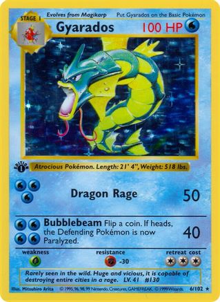 Gyarados (6) [Base Set (Shadowless)] Unlimited Holofoil
