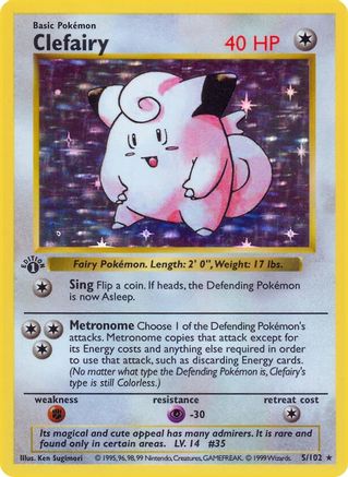 Clefairy (5) [Base Set (Shadowless)] 1st Edition Holofoil