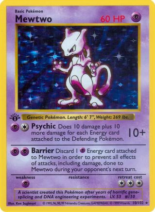 Mewtwo (10) [Base Set (Shadowless)] Unlimited Holofoil