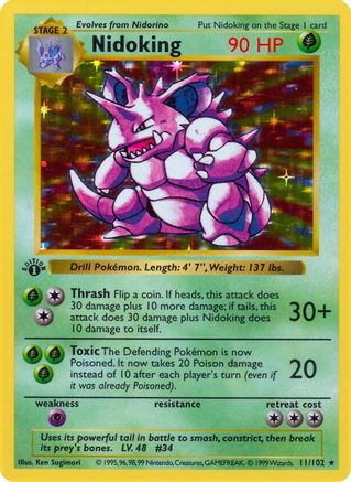 Nidoking (11) [Base Set (Shadowless)] Unlimited Holofoil