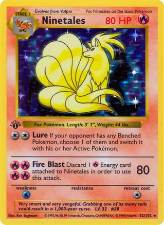 Ninetales (12) [Base Set (Shadowless)] Unlimited Holofoil