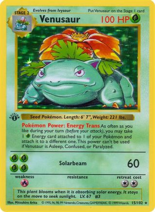 Venusaur (15) [Base Set (Shadowless)] 1st Edition Holofoil