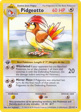 Pidgeotto (22) [Base Set (Shadowless)] 1st Edition