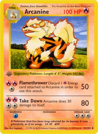 Arcanine (23) [Base Set (Shadowless)] Unlimited