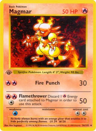 Magmar (36) [Base Set (Shadowless)] 1st Edition