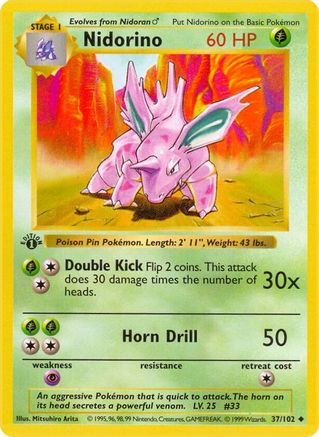 Nidorino (37) [Base Set (Shadowless)] Unlimited