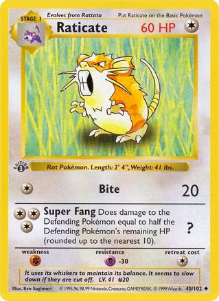 Raticate (40) [Base Set (Shadowless)] 1st Edition