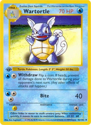 Wartortle (42) [Base Set (Shadowless)] 1st Edition