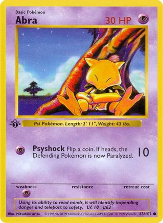 Abra (43) [Base Set (Shadowless)] 1st Edition