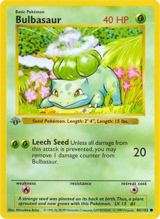 Bulbasaur (44) [Base Set (Shadowless)] Unlimited
