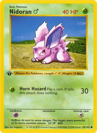 Nidoran M (55) [Base Set (Shadowless)] 1st Edition