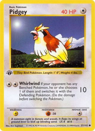 Pidgey (57) [Base Set (Shadowless)] 1st Edition