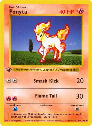 Ponyta (60) [Base Set (Shadowless)] Unlimited