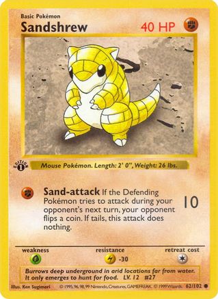 Sandshrew (62) [Base Set (Shadowless)] Unlimited