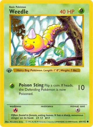 Weedle (69) [Base Set (Shadowless)] 1st Edition