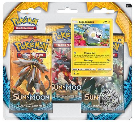 Pokemon Sun & Moon Base Set 3 Pack Blister [Togedemaru]