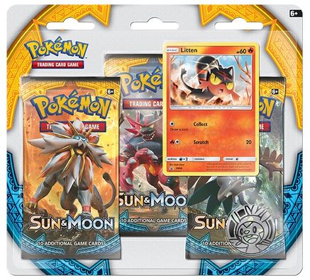 Pokemon Sun & Moon Base Set 3 Pack Blister [Litten]