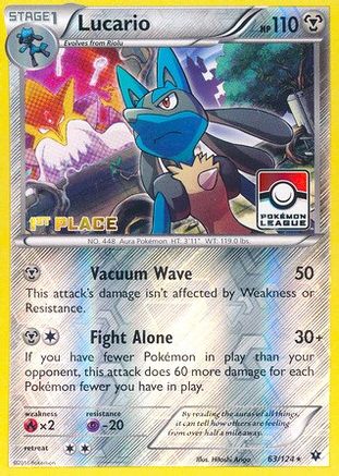 Lucario - 63/124 (Pokemon League) [1st Place] (63) [League & Championship Cards] Reverse Holofoil