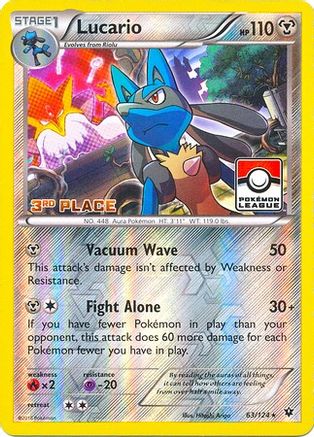 Lucario - 63/124 (Pokemon League) [3rd Place] (63) [League & Championship Cards] Reverse Holofoil