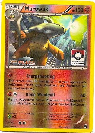 Marowak - 78/162 (Pokemon League) [3rd Place] (78) [League & Championship Cards] Reverse Holofoil