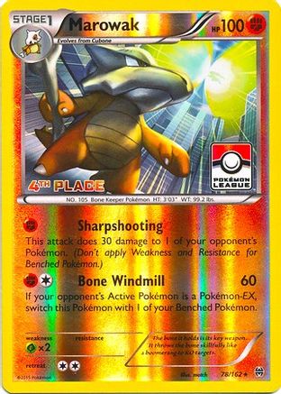 Marowak - 78/162 (Pokemon League) [4th Place] (78) [League & Championship Cards] Reverse Holofoil