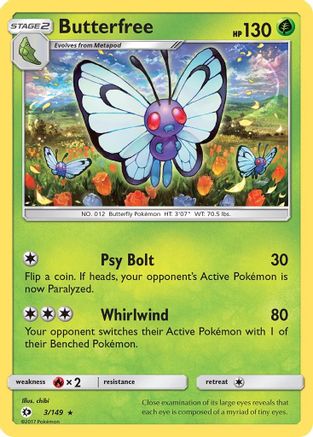 Butterfree (3) [SM Base Set] Reverse Holofoil