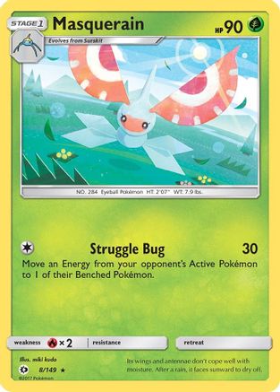 Masquerain (8) [SM Base Set] Reverse Holofoil