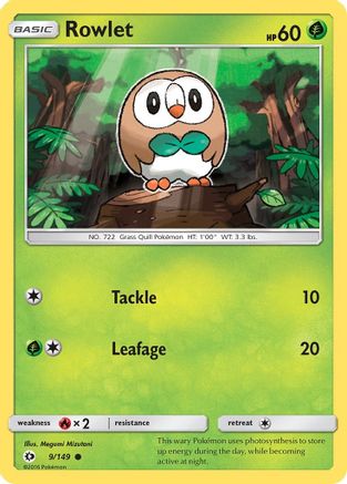 Rowlet (9) [SM Base Set] Reverse Holofoil
