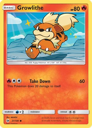 Growlithe (21) [SM Base Set] Reverse Holofoil