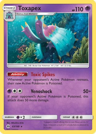 Toxapex (63) [SM Base Set] Reverse Holofoil