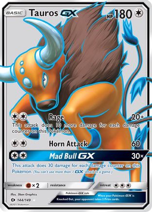 Tauros GX (Full Art) (144) [SM Base Set] Holofoil