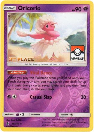 Oricorio - 55/145 (League Challenge) [3rd Place] (55) [League & Championship Cards] Reverse Holofoil