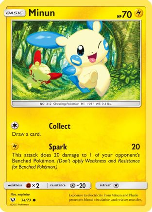 Minun (34) [Shining Legends] Reverse Holofoil