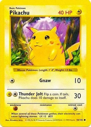 Pikachu (Red Cheeks) (58) [Base Set (Shadowless)] 1st Edition