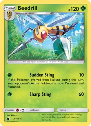 Beedrill (3) [SM - Crimson Invasion] Reverse Holofoil
