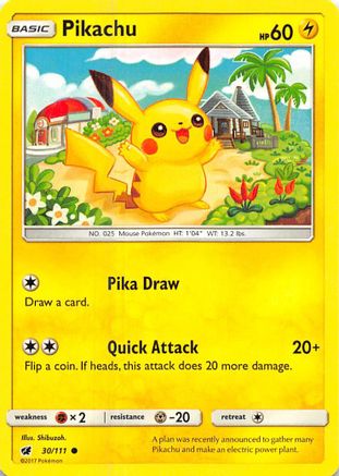 Pikachu (30) [SM - Crimson Invasion] Reverse Holofoil