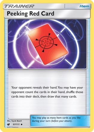 Peeking Red Card (97) [SM - Crimson Invasion] Reverse Holofoil
