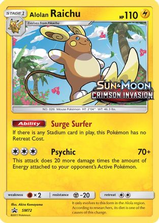 Alolan Raichu - SM72 (Prerelease) (SM72) [SM Promos] Holofoil
