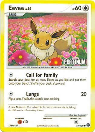 Eevee - 62/100 [Platinum] (62) [Burger King Promos] Reverse Holofoil