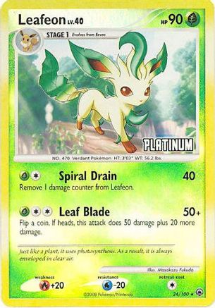 Leafeon - 24/100 [Platinum] (24) [Burger King Promos] Reverse Holofoil