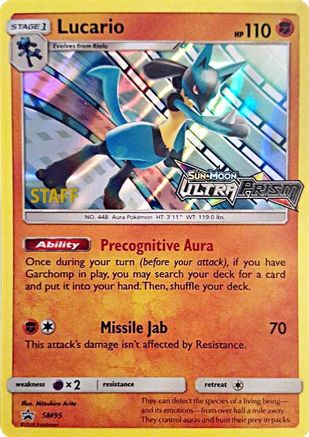 Lucario - SM95 (Prerelease) [Staff] (SM95) [SM Promos] Holofoil
