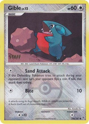 Gible - 106/147 (Championship Promo) [Staff] (106) [League & Championship Cards] Reverse Holofoil