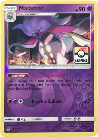 Malamar - 51/131 (League Challenge) [1st Place] (51) [League & Championship Cards] Reverse Holofoil