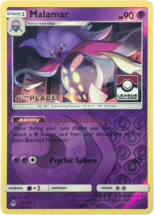 Malamar - 51/131 (League Challenge) [4th Place] (51) [League & Championship Cards] Reverse Holofoil