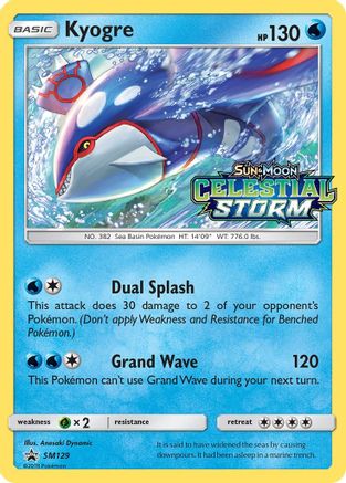 Kyogre - SM129 (Prerelease) (SM129) [SM Promos] Holofoil