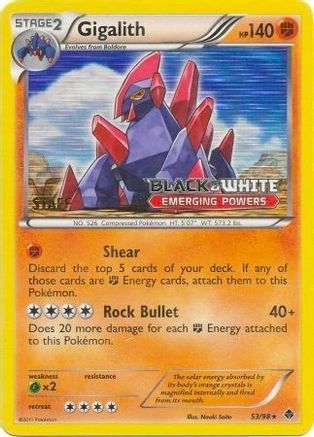 Gigalith 53/98 (Prerelease) [Staff] (53) [Black and White Promos] Holofoil