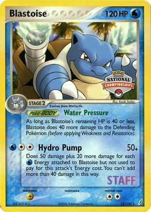 Blastoise - 14/100 (National Championships) [Staff] (14) [League & Championship Cards]